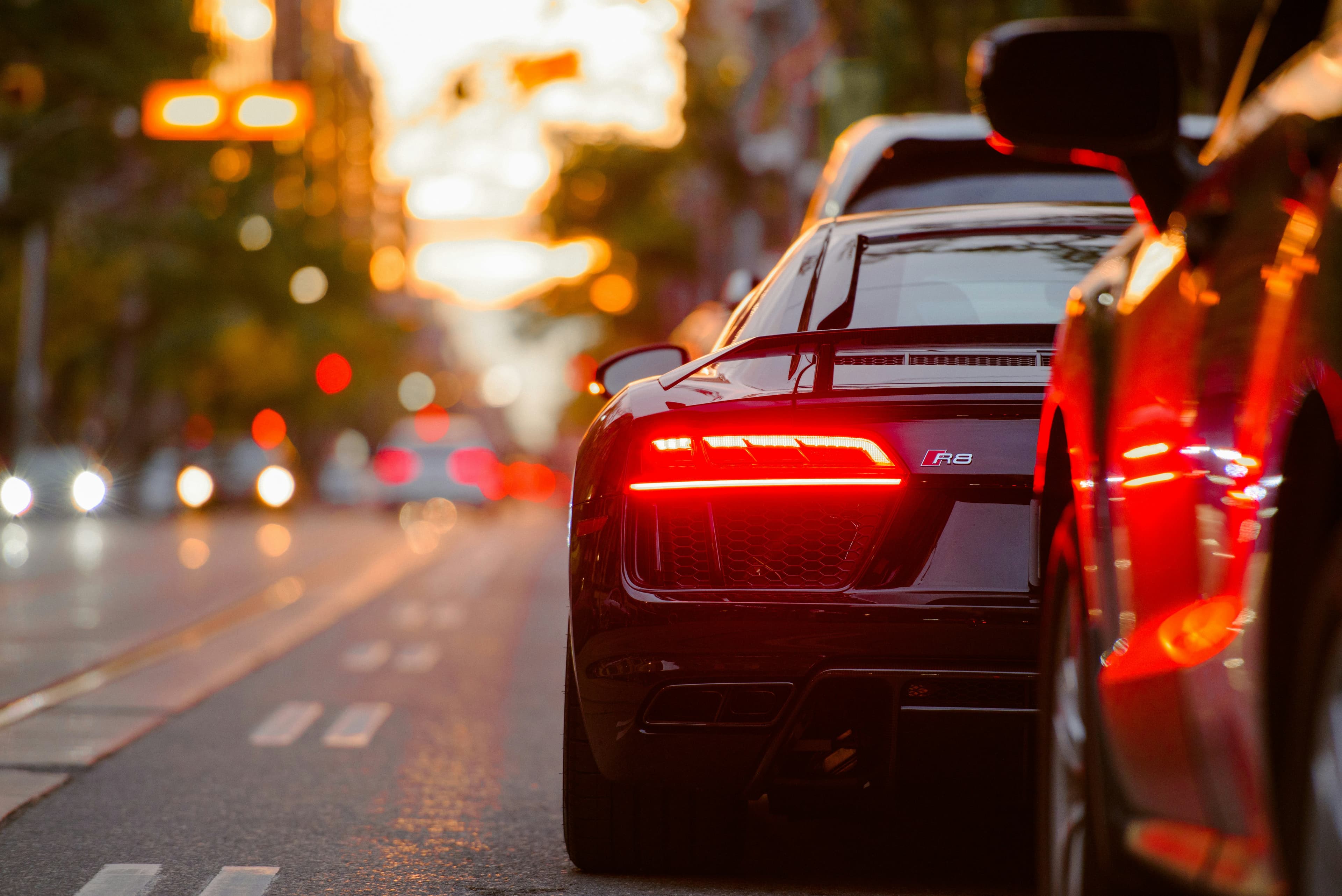 Audi R8 in evening traffic